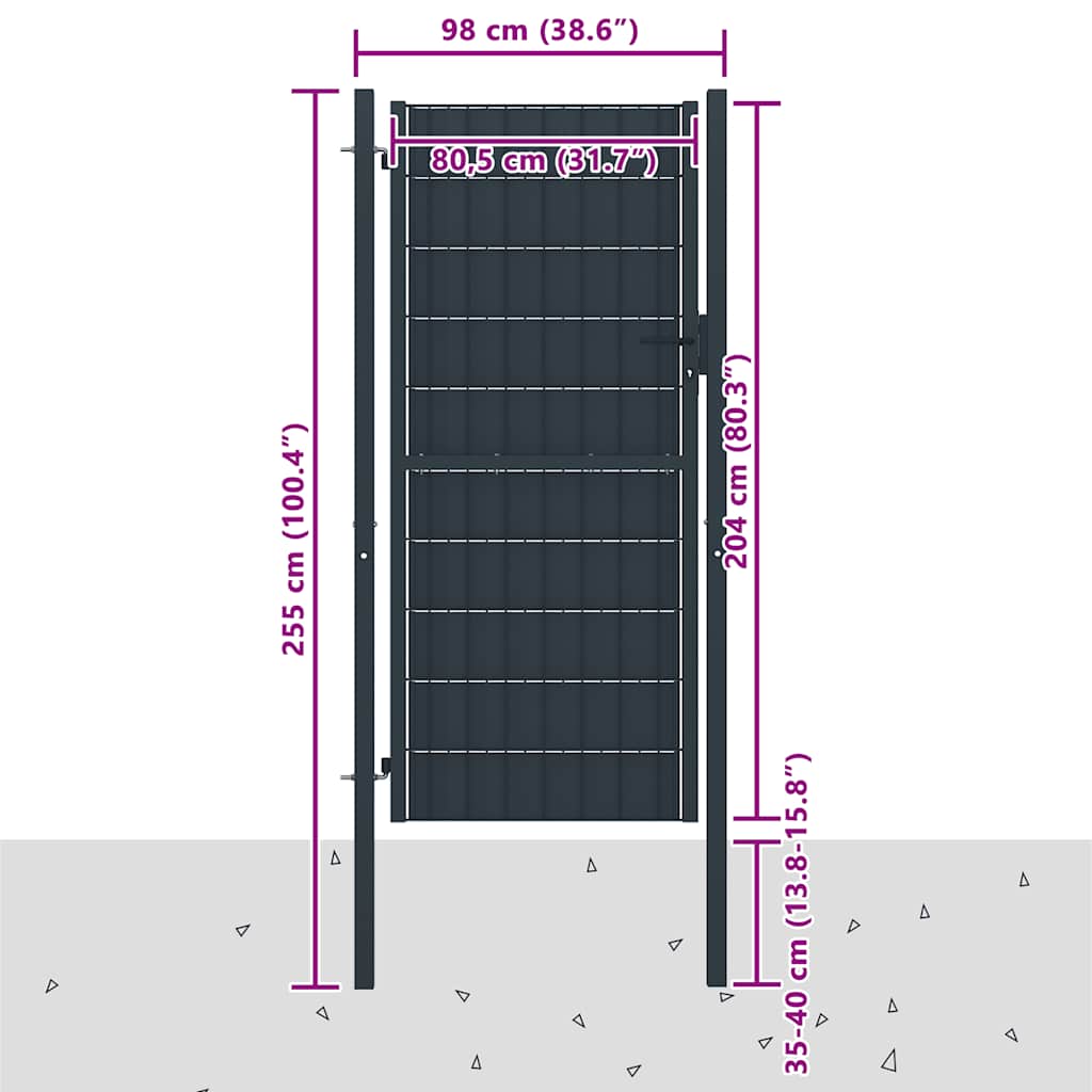 Zauntor aus PVC und Stahl 100 x 81 cm Grün