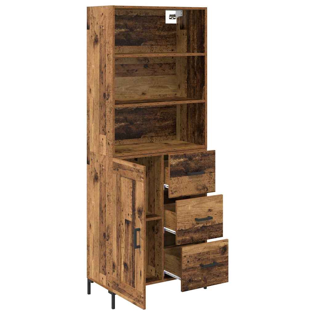 Highboard Hochglanz-Weiß 69,5x34x180 cm Holzwerkstoff