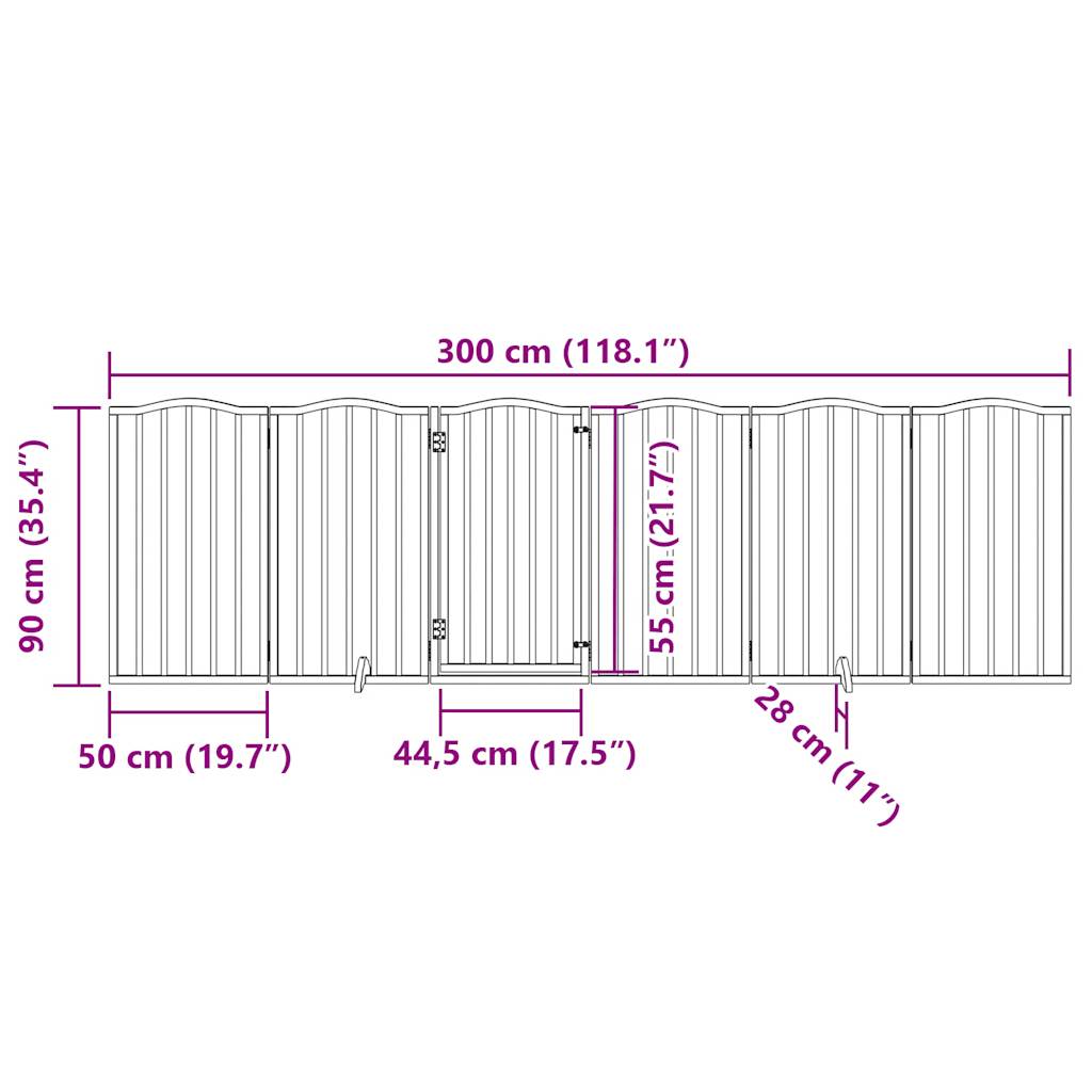 3-tlg. Hundetor Faltbar 150 cm Pappelholz