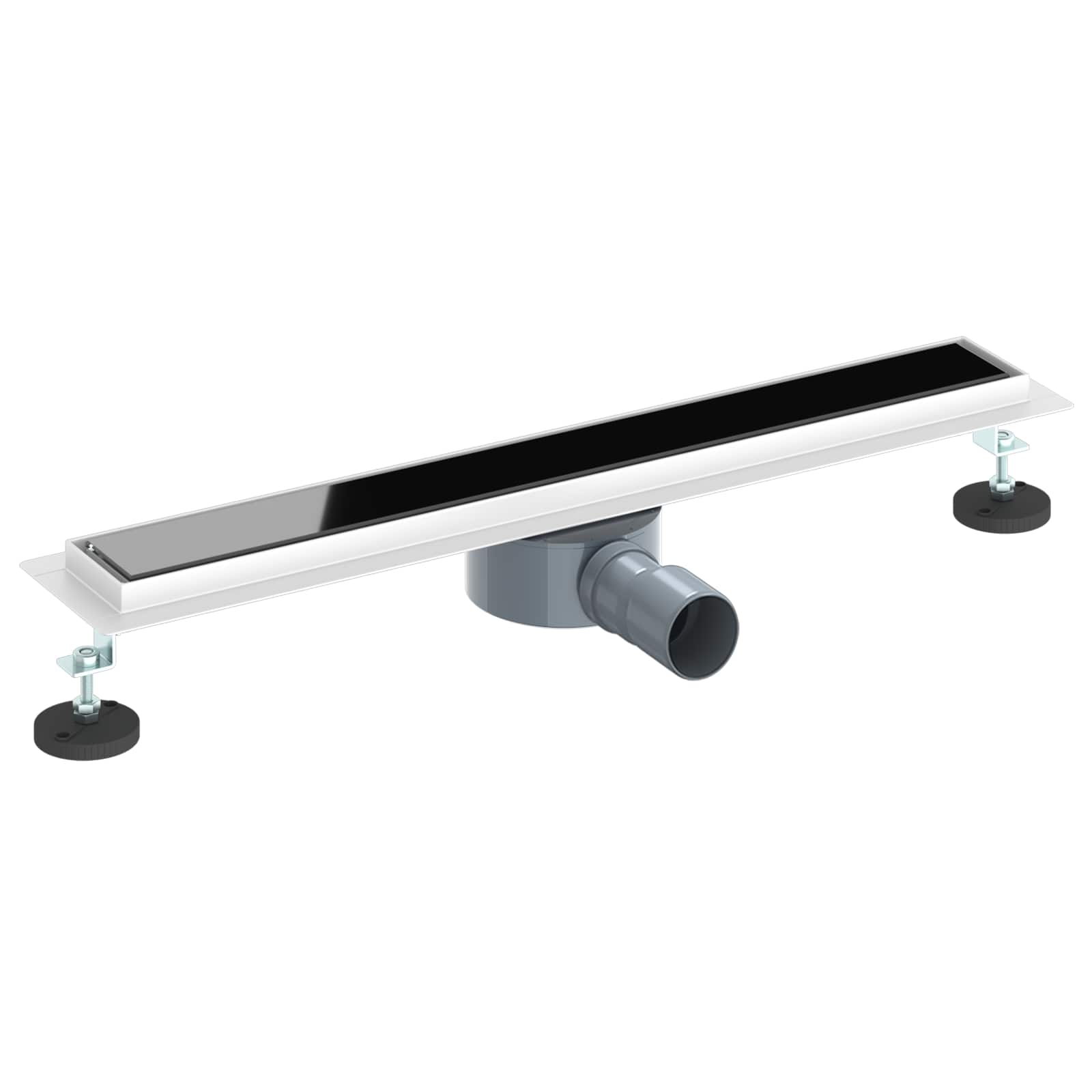 Duschabfluss mit Glashülle und 360° Siphon Schwarz 50 cm