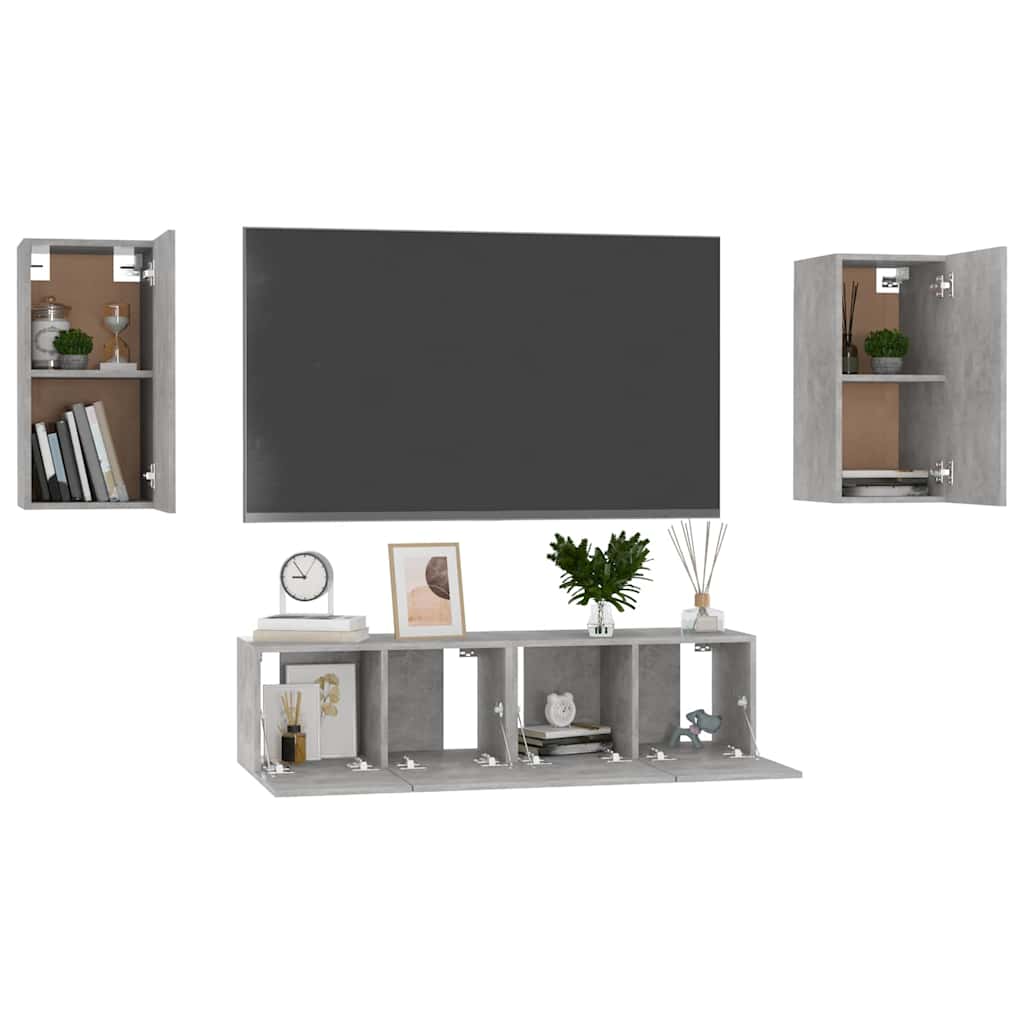 4-tlg. TV-Schrank-Set Weiß Holzwerkstoff