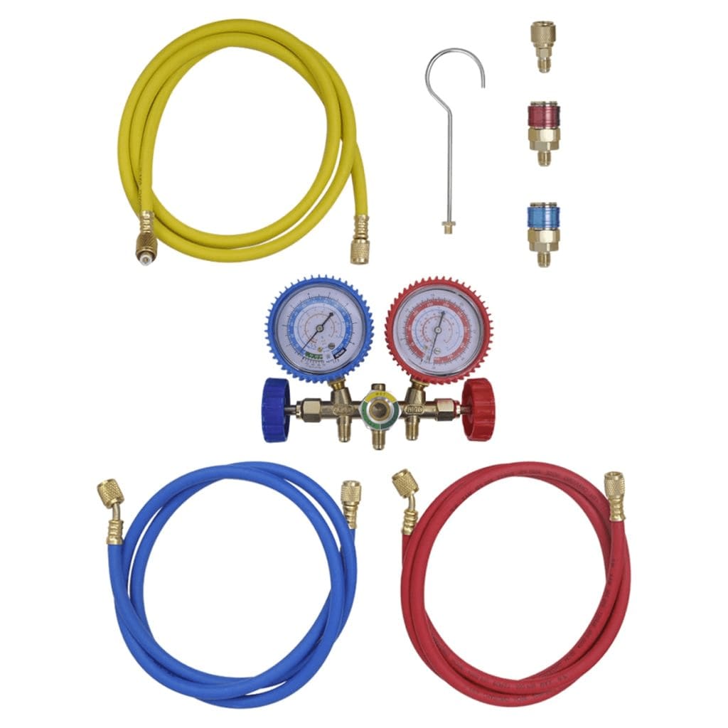 Vakuumpumpe mit 4-Wege-Verteiler-Manometer Set für Klimaanlagen