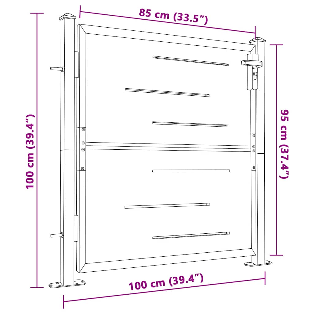 Gartentor 100 x 95 cm Edelstahl