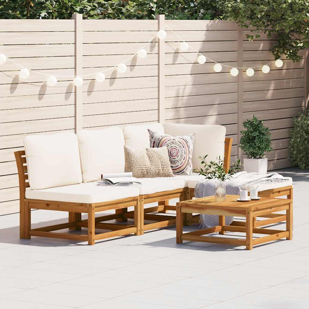 4-tlg. Garten-Lounge-Set mit Kissen Massivholz Akazie
