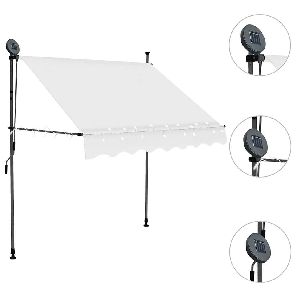 Einziehbare Markise Handbetrieben mit LED 100 cm Blau und Weiß