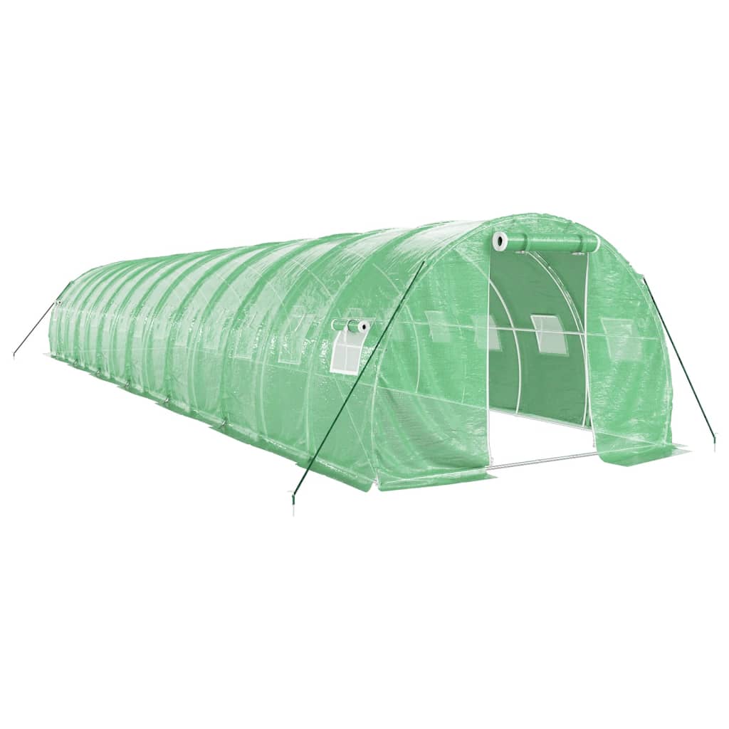 Gewächshaus mit Stahlrahmen Grün 48 m² 16x3x2 m