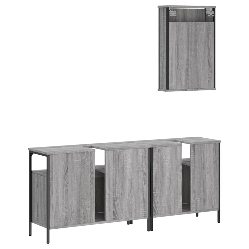 3-tlg. Badmöbel-Set Räuchereiche Holzwerkstoff