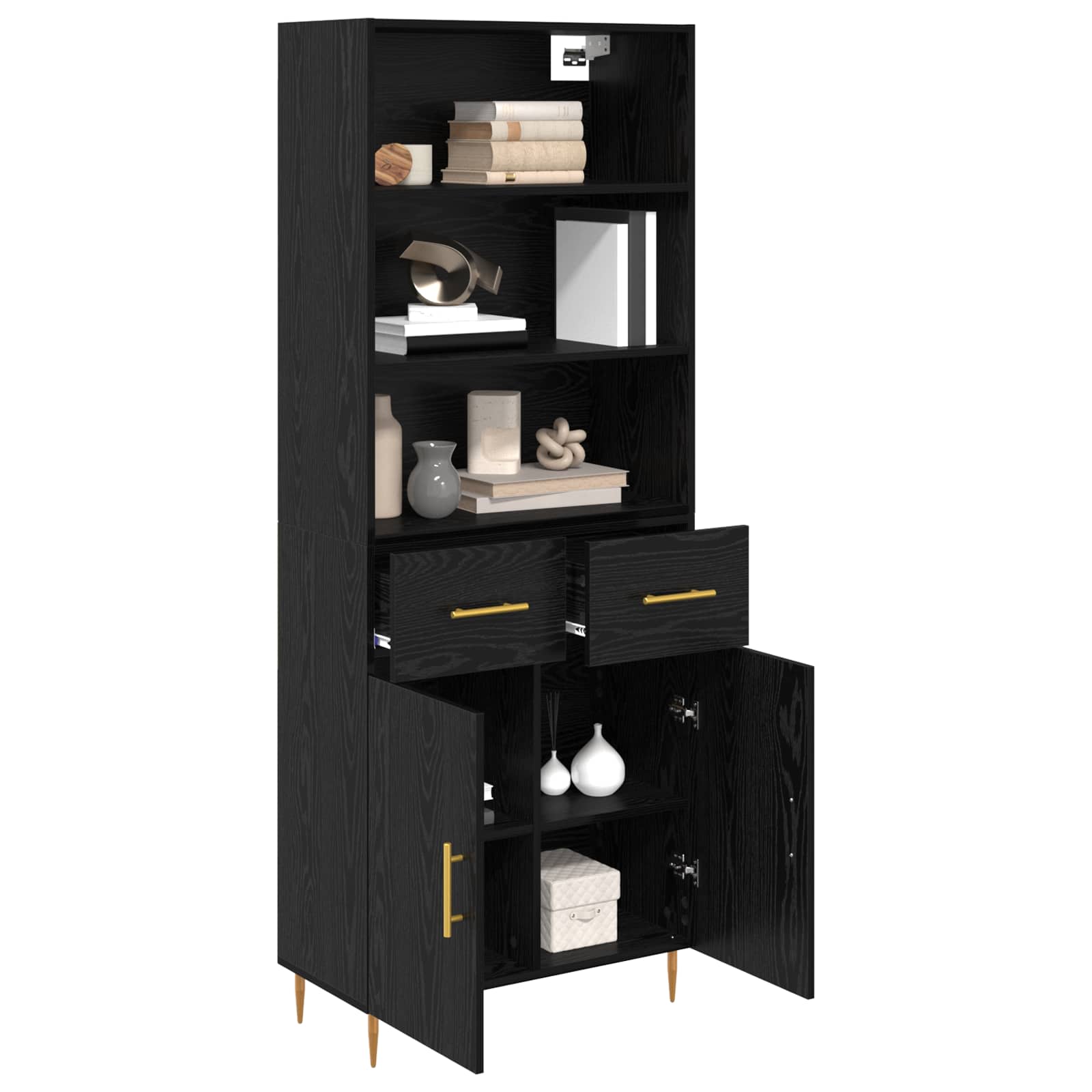 Highboard Hochglanz-Weiß 69,5x34x180 cm Holzwerkstoff