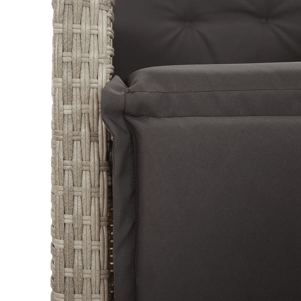 Gartensessel Verstellbar mit Kissen Schwarz Poly Rattan