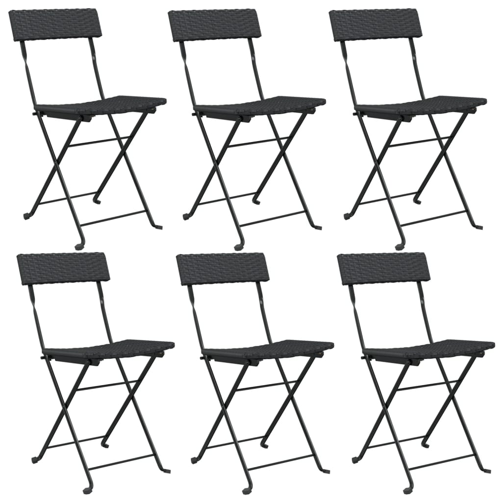 Bistrostühle 4 Stk. Klappbar Schwarz Poly Rattan und Stahl