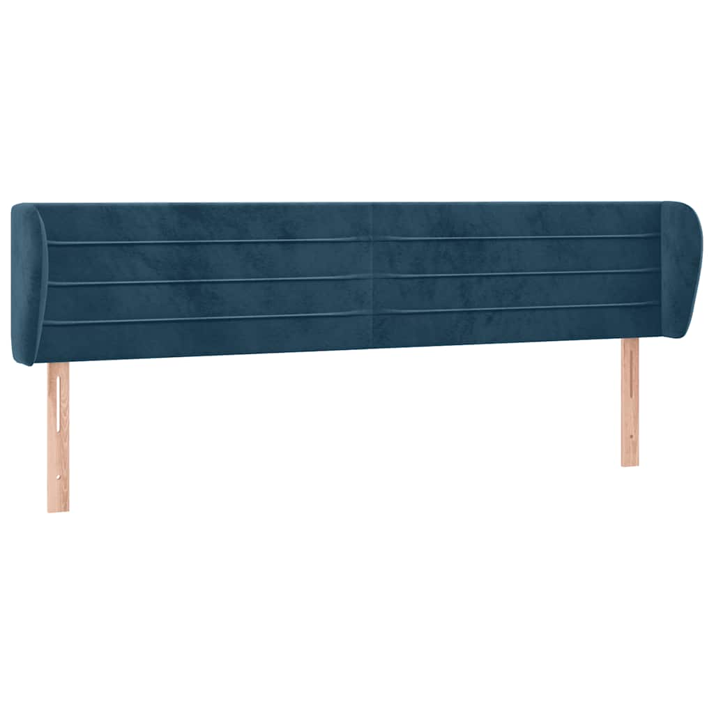 Kopfteil mit Ohren Dunkelblau 203x23x118/128 cm Samt