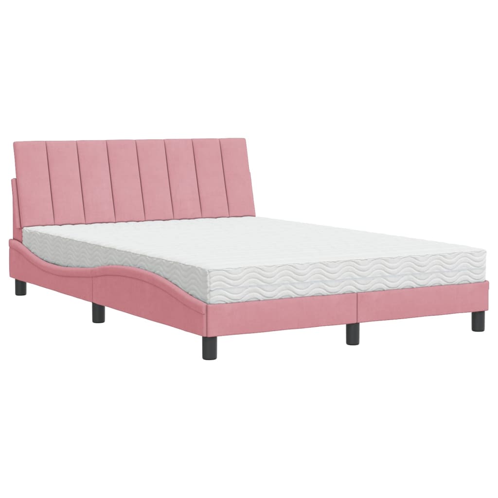 Bett mit Matratze "Hanko" Hellgrau 80x200 cm Samt