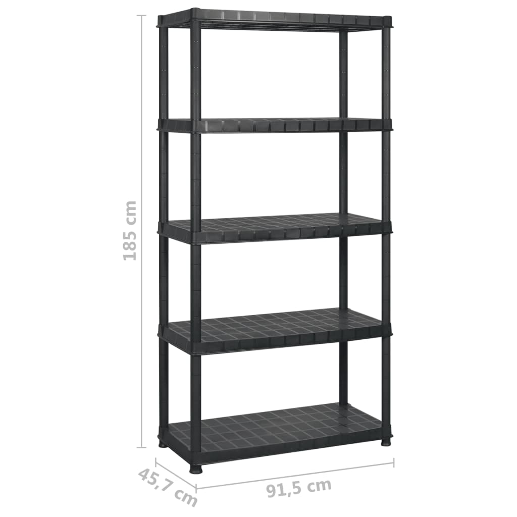 Lagerregal 4-Tier Schwarz 61x30,5x130 cm Kunststoff