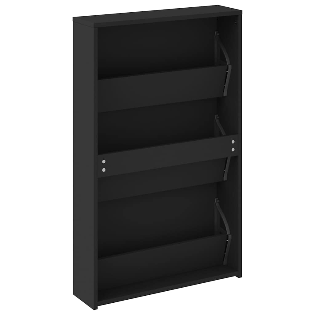 Schuhschrank mit 2 Fächern Spiegel Eiche-Optik 63x17x67 cm