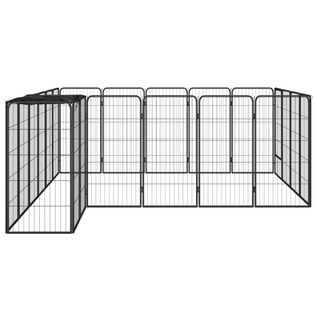 6-tlg. Hundelaufstall Schwarz 50x100cm Stahl Pulverbeschichtung