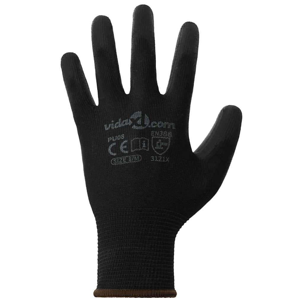 Arbeitshandschuhe 12 pcs Schwarz 7 / S Polyester