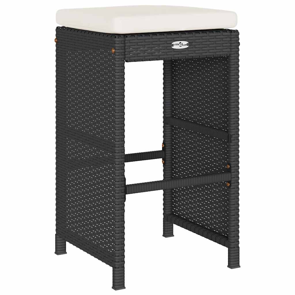 Garten-Barhocker mit Kissen 2 Stk. Braun Poly Rattan
