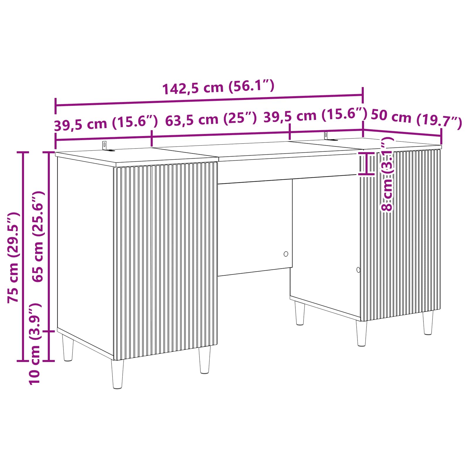 Schreibtisch mit Regal Schwarz 142,5 x 50 x 75 cm Holzwerkstoff
