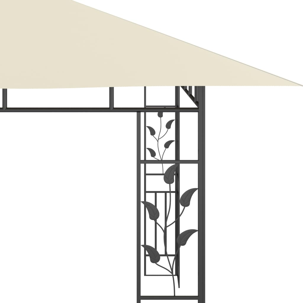 Pavillon mit Moskitonetz & LED-Lichterkette 3x3x2,73m Cremeweiß