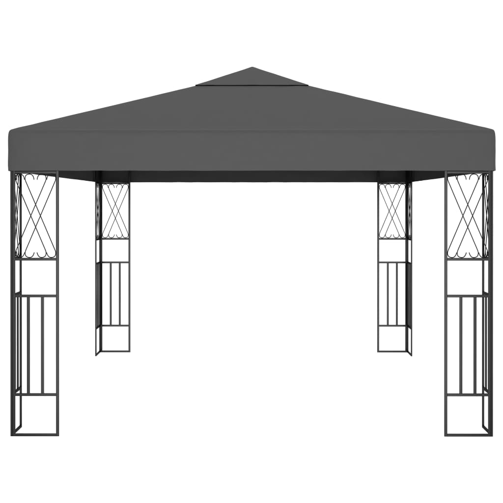 Pavillon mit LED-Lichterkette 3x3 m Creme Stoff