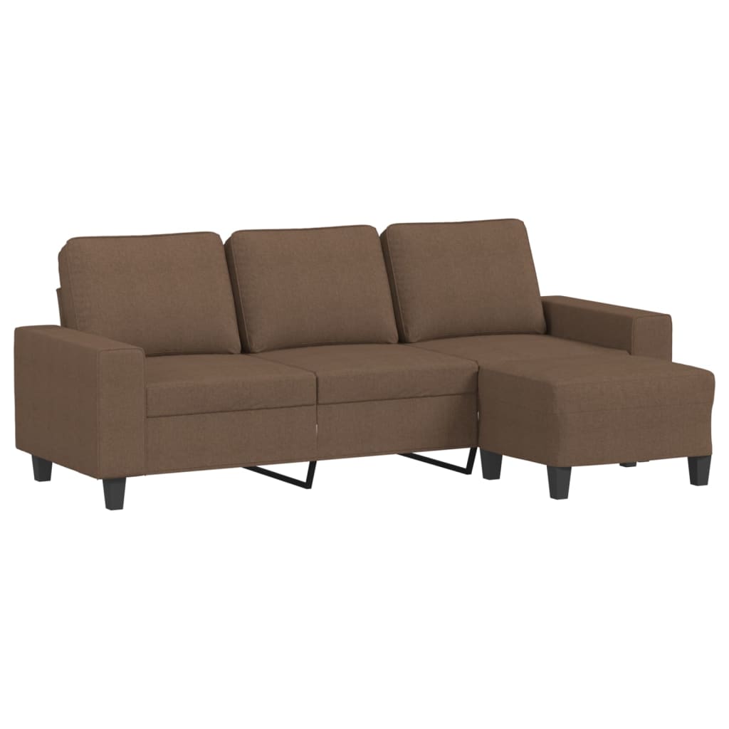 3-Sitzer-Sofa mit Hocker Hellgrau 180 cm Stoff