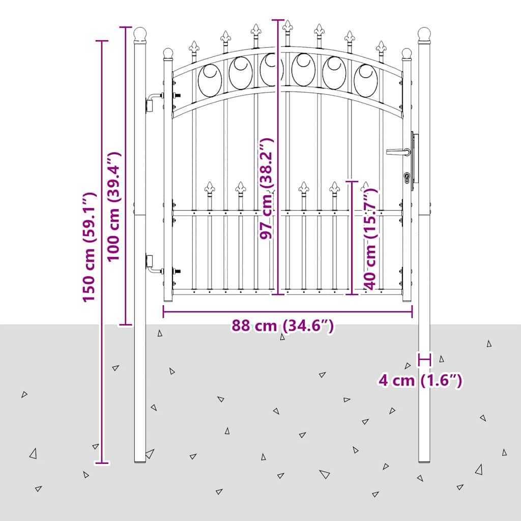 Zauntor EMMEN mit Spikes Stahl 104 x 97 cm Grün