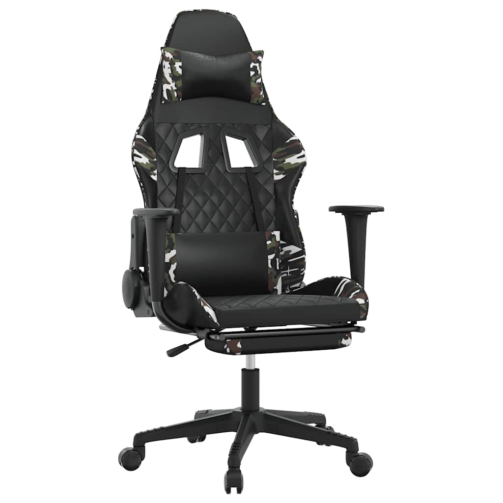Gaming-Stuhl mit Massagefunktion Schwarz und Blau Kunstleder