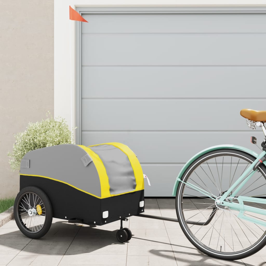 Fahrradanhänger Schwarz und Orange 30 kg Eisen
