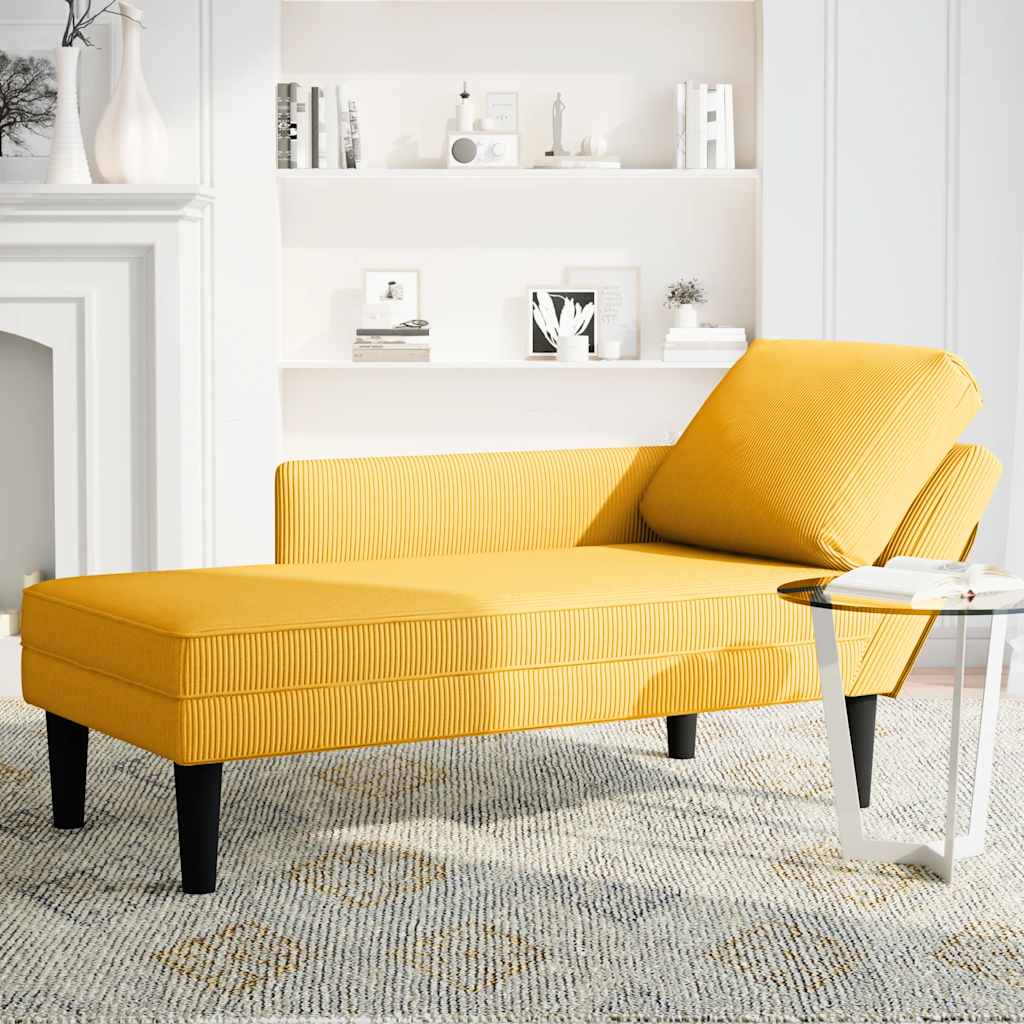 Chaiselongue mit Kissen Hellgrau Cordstoff