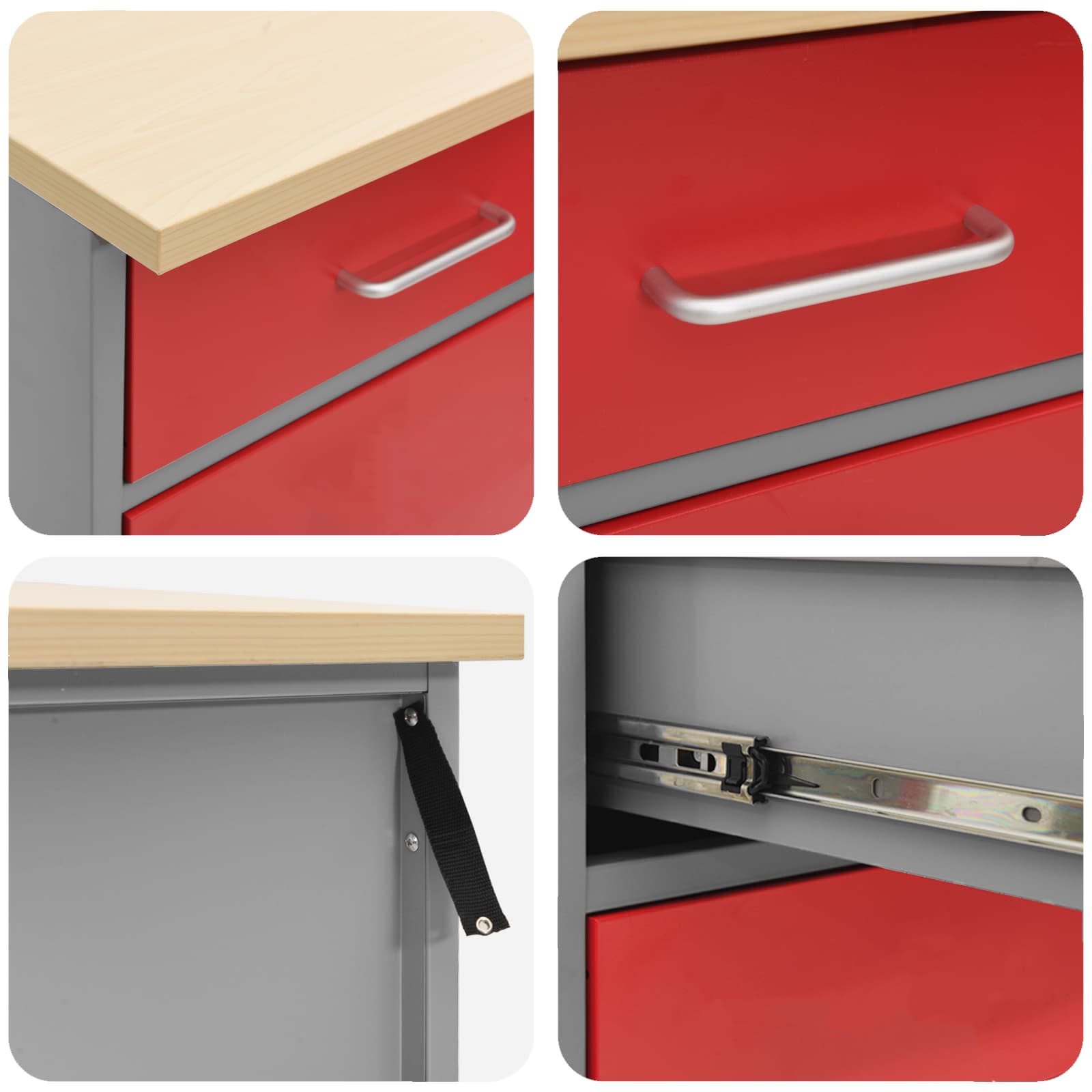 Arbeitsschrankset mit Schubladen mit Regal 8 pcs Grau