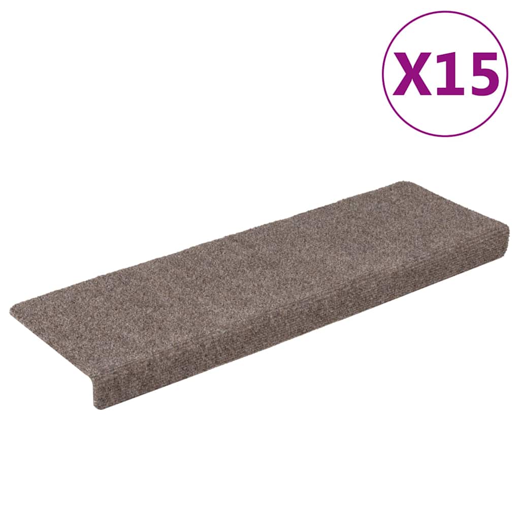 Stufenmatten Selbstklebend 15 Stk. 65x21x4 cm Hellbraun Rechteckiger Rand