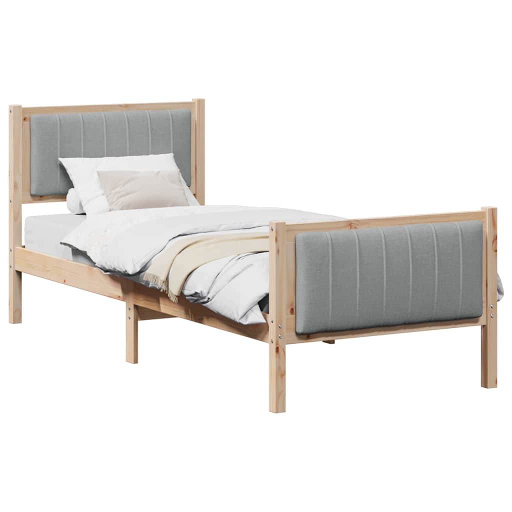 Bettgestell Braun und hellgrau 200 x 200 cm Massivholz Kiefer