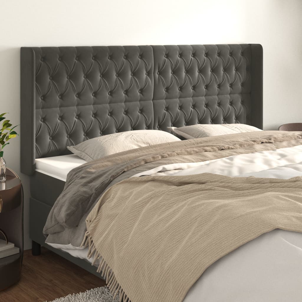 Kopfteil mit Ohren Dunkelblau 93x16x78/88 cm Samt