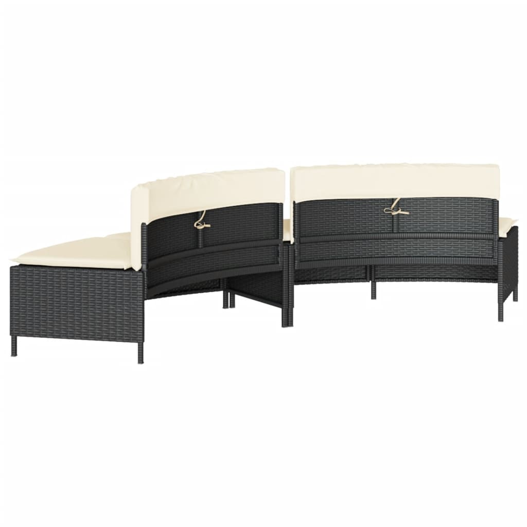 Whirlpool-Bänke mit Auflagen 2 Stk. Grau Poly Rattan