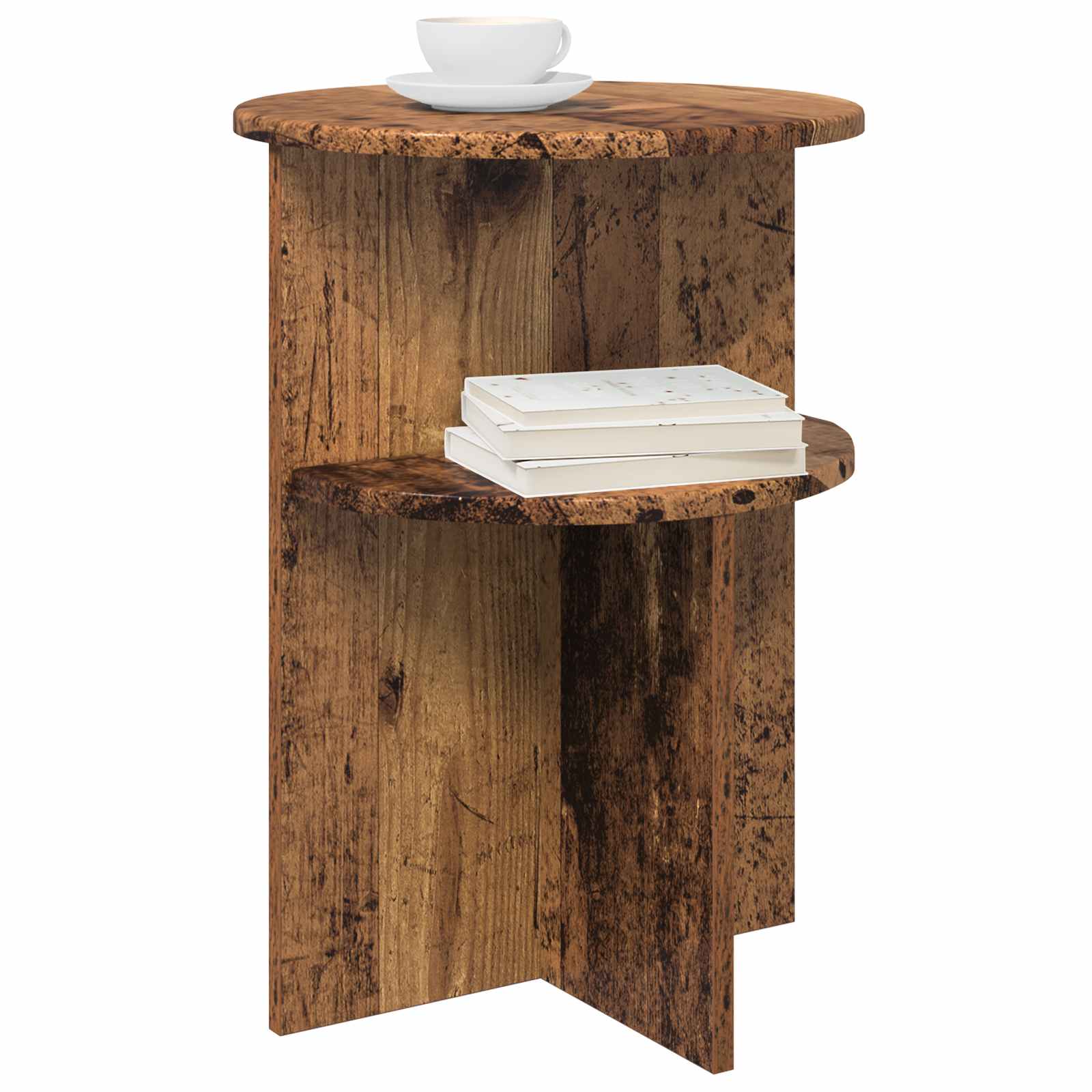 Beistelltisch mit Speicher Weiß Ø 39,5 x 55 cm Holzwerkstoff