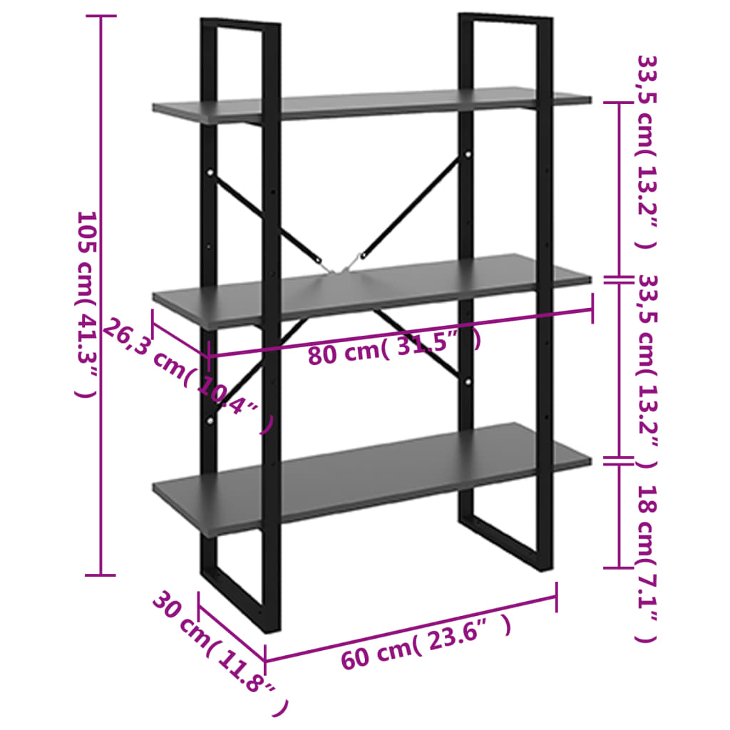 Bücherregal Weiß 80x30x105 cm Holzwerkstoff