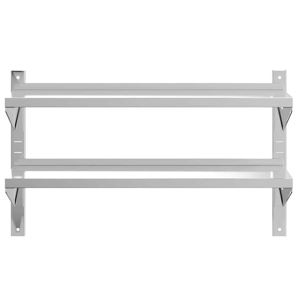 Wandregal mit 2 Böden 100x40x60 cm Silbern Edelstahl