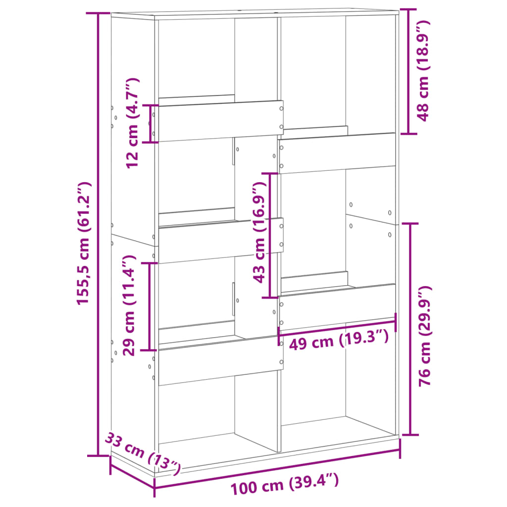Bücherregal Weiß 100x33x135 cm Holzwerkstoff