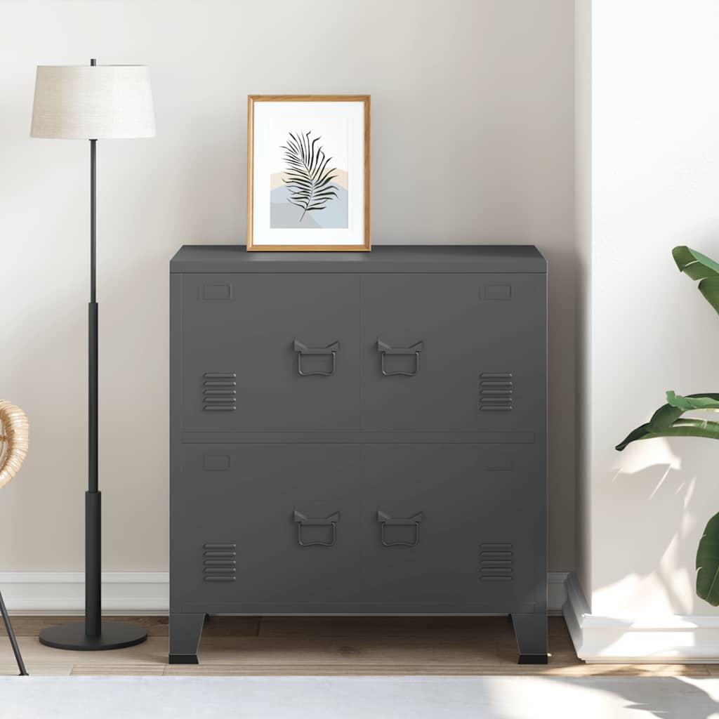 Lagerschrank Industrial Schwarz 75x40x80 cm Stahl