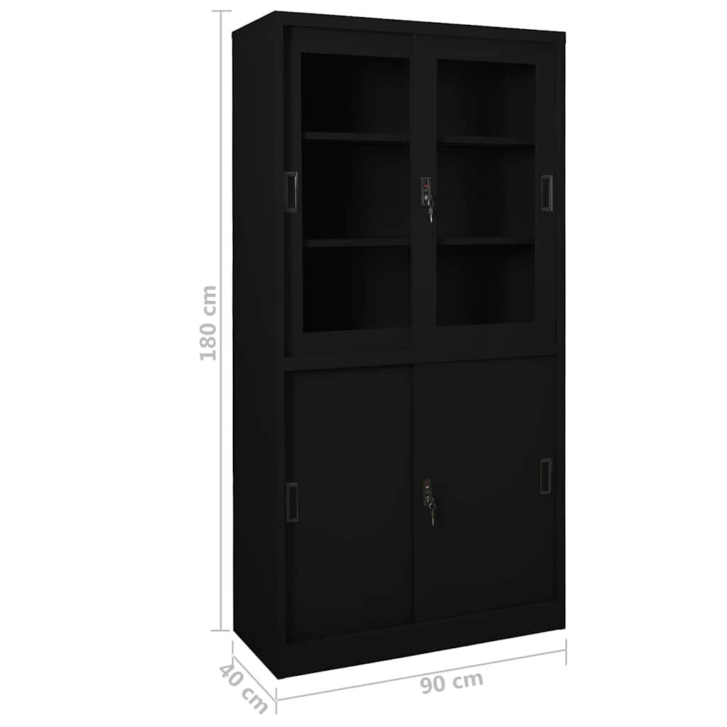 Büroschrank mit Schiebetüren Weiß 90x40x180 cm Stahl
