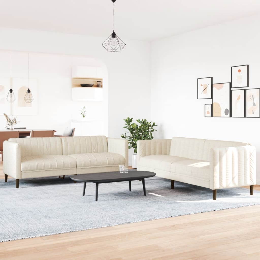 3-tlg. Sofagarnitur Hellgrau Stoff