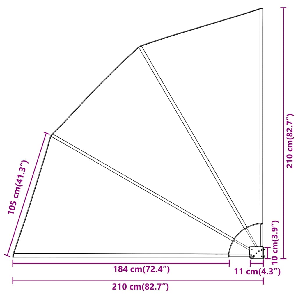 Faltbarer Balkonfächer Grau 210×210 cm