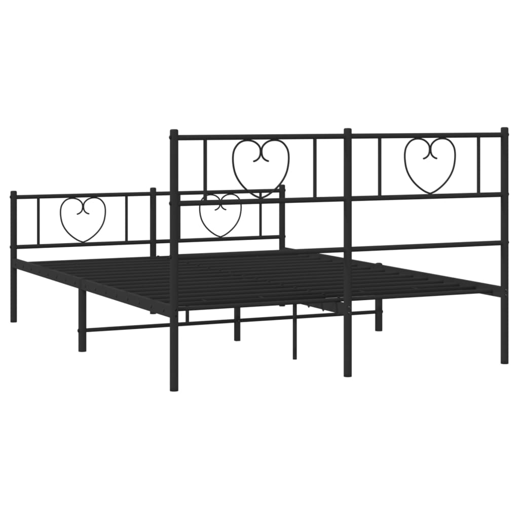 Bettgestell mit Kopfteil Metall Schwarz 100x190 cm
