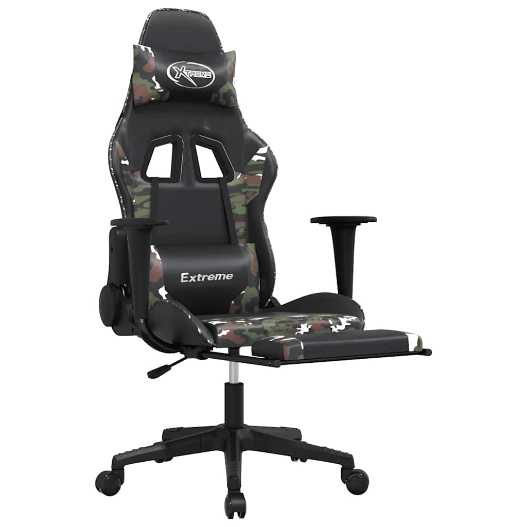 Gaming-Stuhl mit Massagefunktion Schwarz und Blau Kunstleder