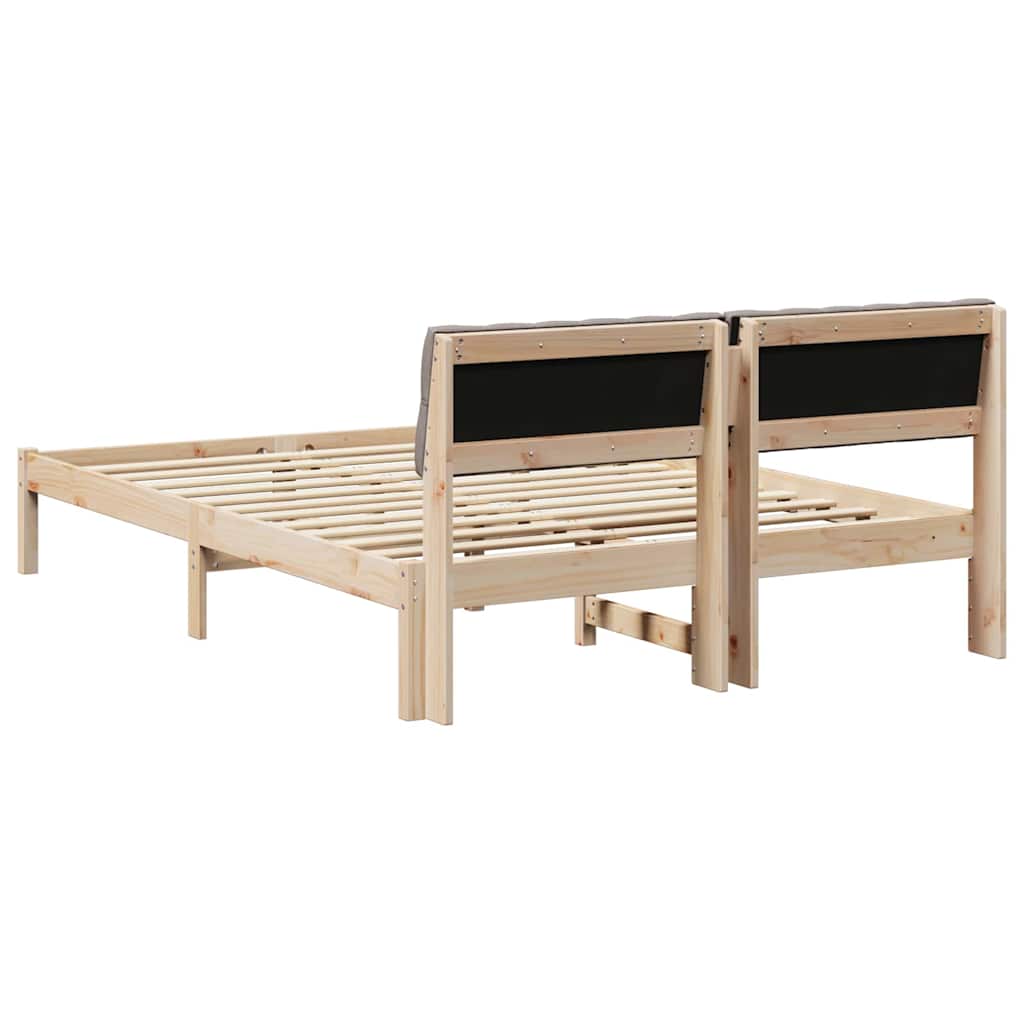Bettgestell Braun und hellgrau 200 x 200 cm Massivholz Kiefer