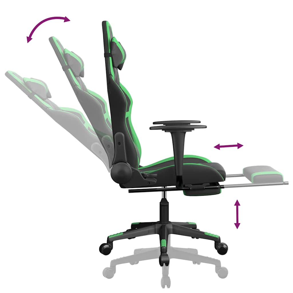 Gaming-Stuhl mit Massagefunktion Schwarz und Grün Kunstleder
