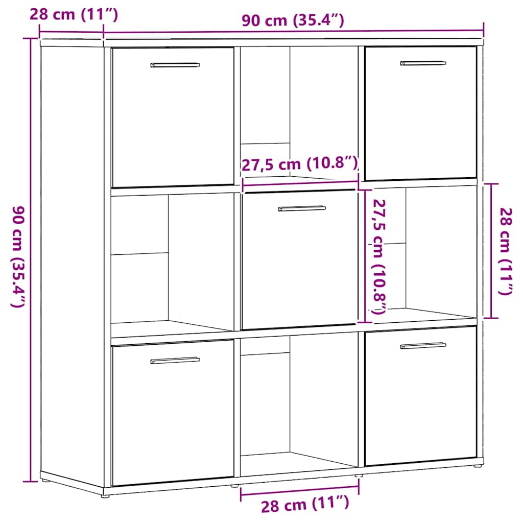 Bücherregal Weiß 90x30x90 cm Holzwerkstoff
