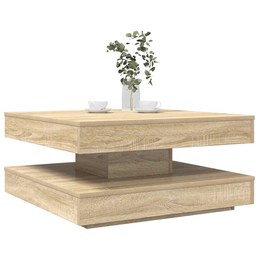 Couchtisch 360-Grad Drehbar Weiß 90x90x34,5 cm