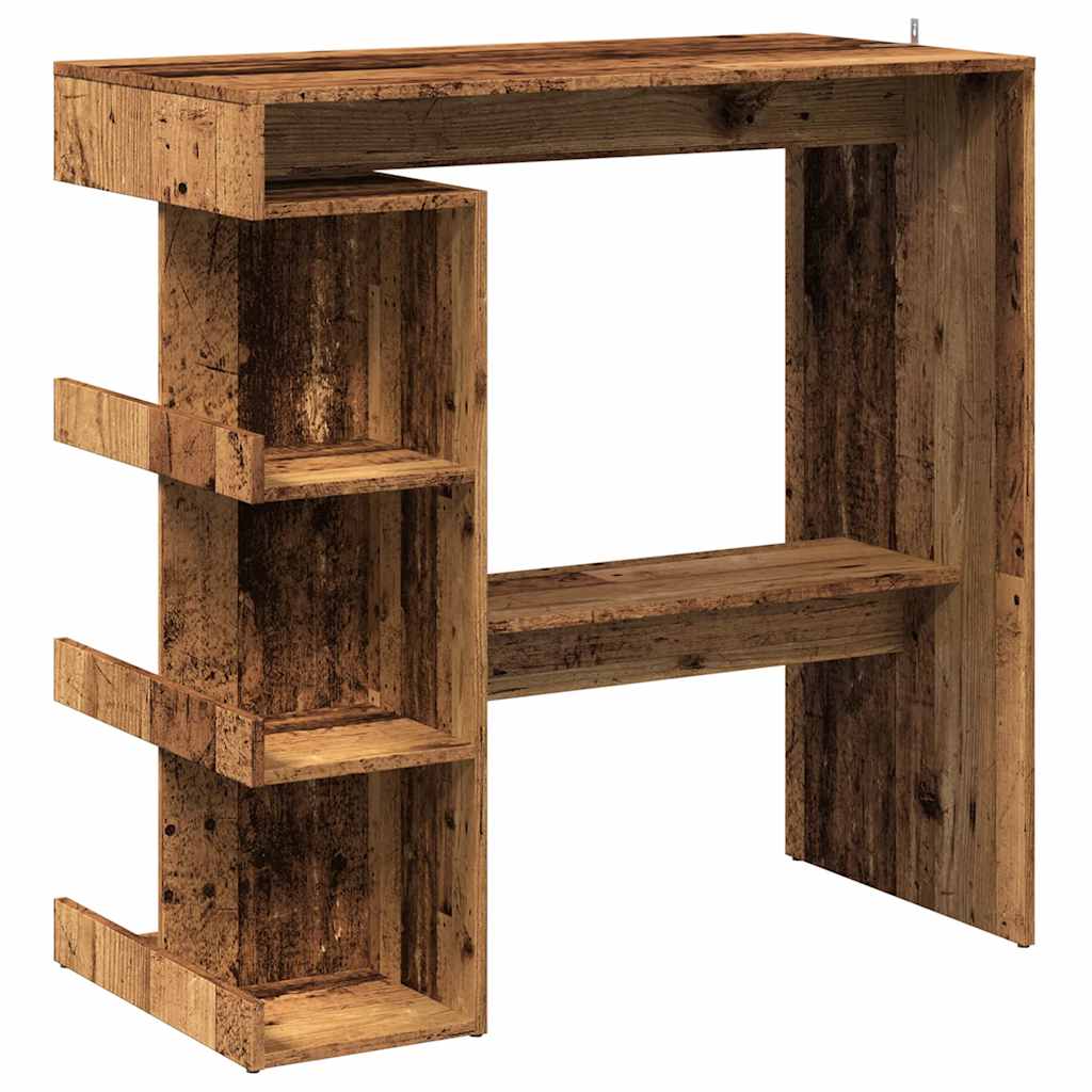 Bartisch mit Regal Weiß 100x50x101,5 cm Holzwerkstoff