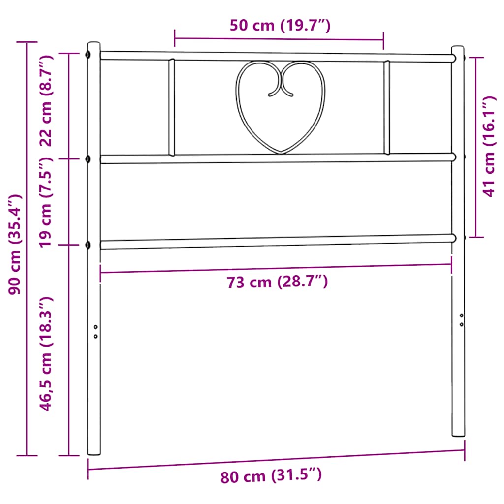 Ersatz-Kopfteil Metall Schwarz 135 cm
